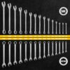 Combination Wrench Set, SAE&Metric, 30-piece, 1/4'' to 1'' & 8-22mm, 12-Point, Chrome Vanadium Steel, with Plastic Tray