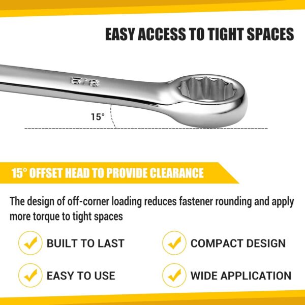 Combination Wrench Set, SAE&Metric, 30-piece, 1/4'' to 1'' & 8-22mm, 12-Point, Chrome Vanadium Steel, with Plastic Tray