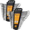 Combination Wrench Set, SAE&Metric, 30-piece, 1/4'' to 1'' & 8-22mm, 12-Point, Chrome Vanadium Steel, with Plastic Tray